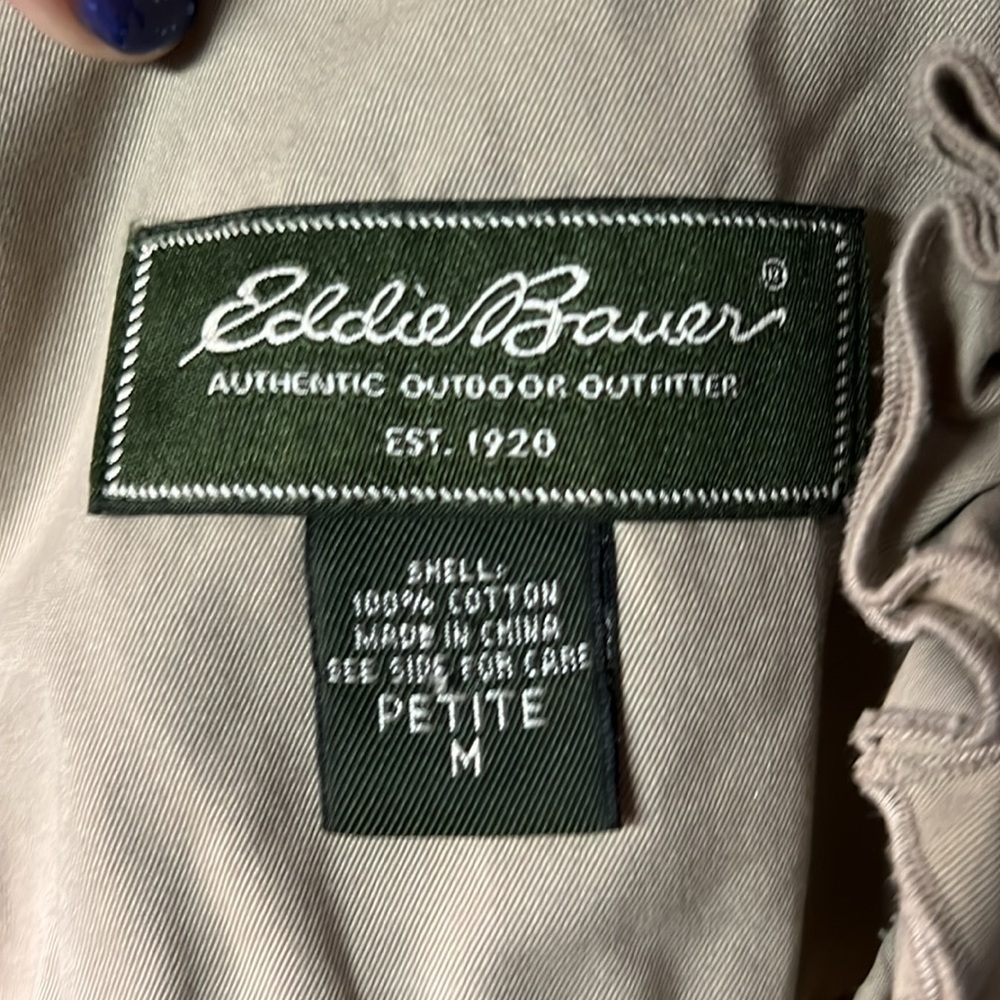 Eddie Bauer Khaki Ruffle Collar Safari Jacket with Ruffle Cuffs - MP - Picture 13 of 16